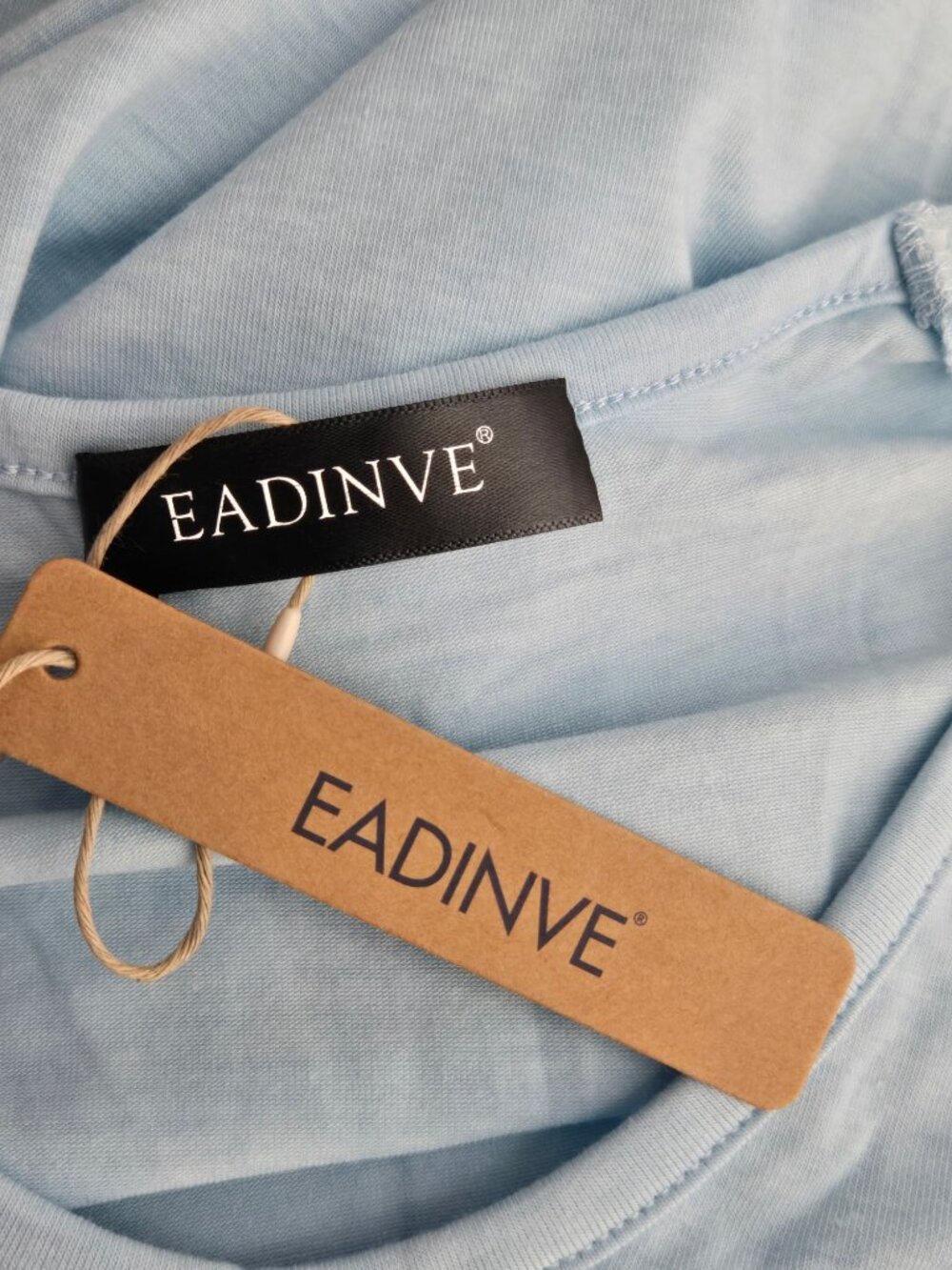 NWT | EADINVE Sky Blue 3/4 Raglan Sleeve V-Neck Casual Basic Tee | Medium - Picture 5 of 6